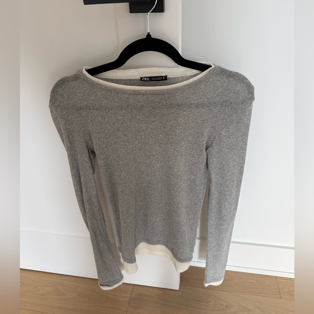 Zara Heather Gray Layered Long Sleeve Shirt